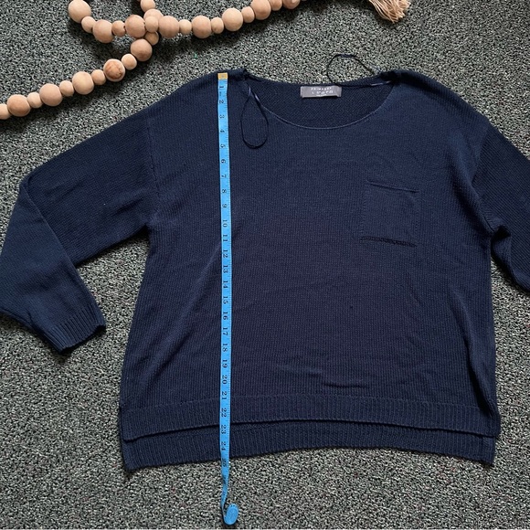 PRIMARK Navy Blue Boatneck Loose Knit Sweater Oversized Relaxed Drappy Shirt L - Picture 11 of 16